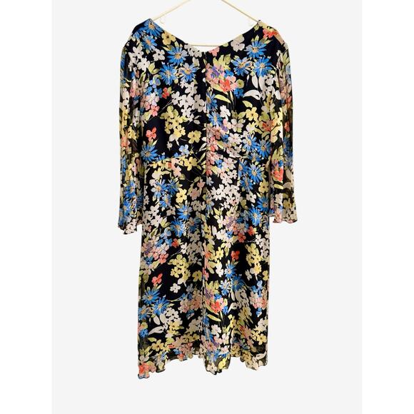 Shani Women’s 14 Floral Twist Bodice Flowy Midi Dress 3/4 Sleeves Career Party - Picture 5 of 5